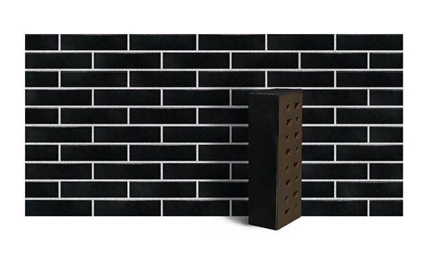 Клинкер фасадный чёрный глянцевый "Рейкьявик" с гладкой поверхностью